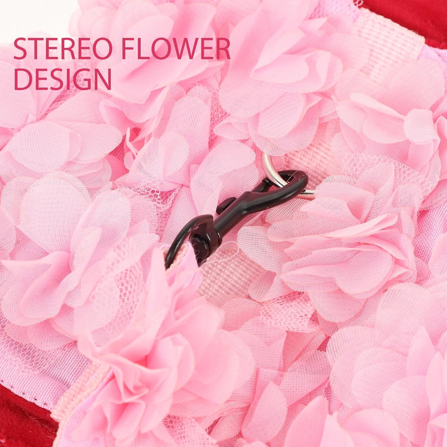 Floral Stereo Traction Rope Dogs Cats Breathable Spring Pet Leash Size Soft Mesh Vest Walking Running