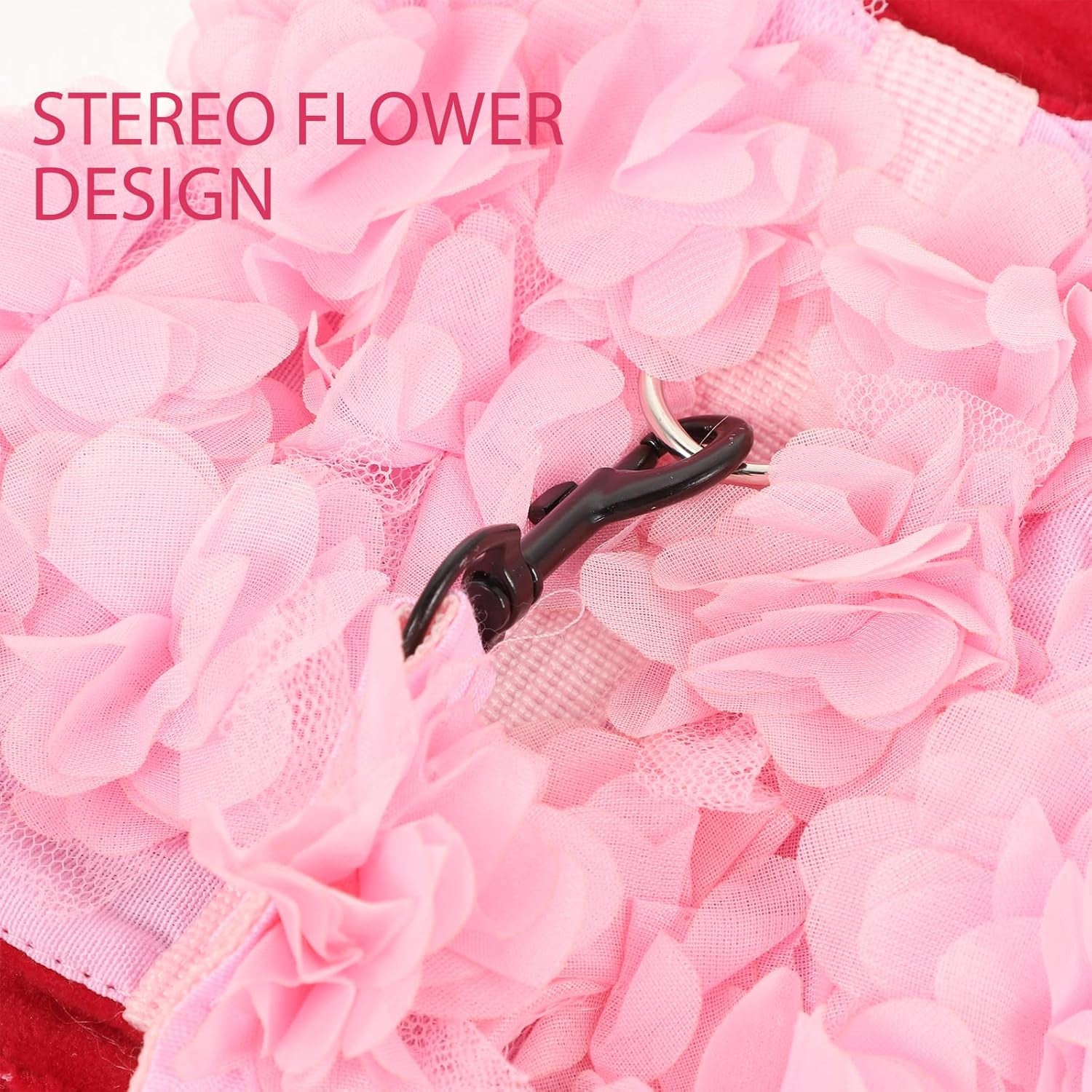 Floral Stereo Traction Rope Dogs Cats Breathable Spring Pet Leash Size Soft Mesh Vest Walking Running