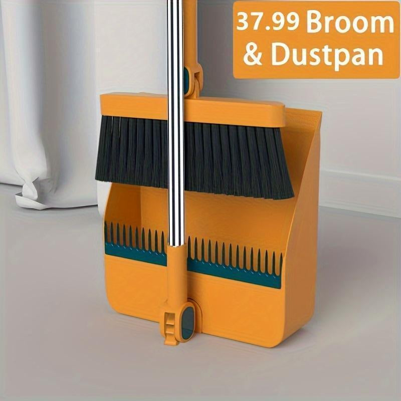 One Set, Household Broom and Dustpan Set, Long Handle Floor Cleaning Broom Dustpan Set, Rotatable Broom and Dustpan with Comb for Removing Dust and Trash, Suitable for Home, Kitchen, Room, Office, Cleaning Supplies, Cleaning Tools, Cleaner Comfortable
