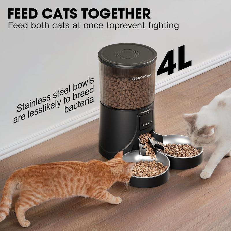 【Outdoorfun】4L Automatic Pet Feeder for 2 Pets with Camera| Dual Stainless Steel Bowls | App-Controlled with Camera | Real-Time Video Chat | Ideal for Cats & Dogs! #1