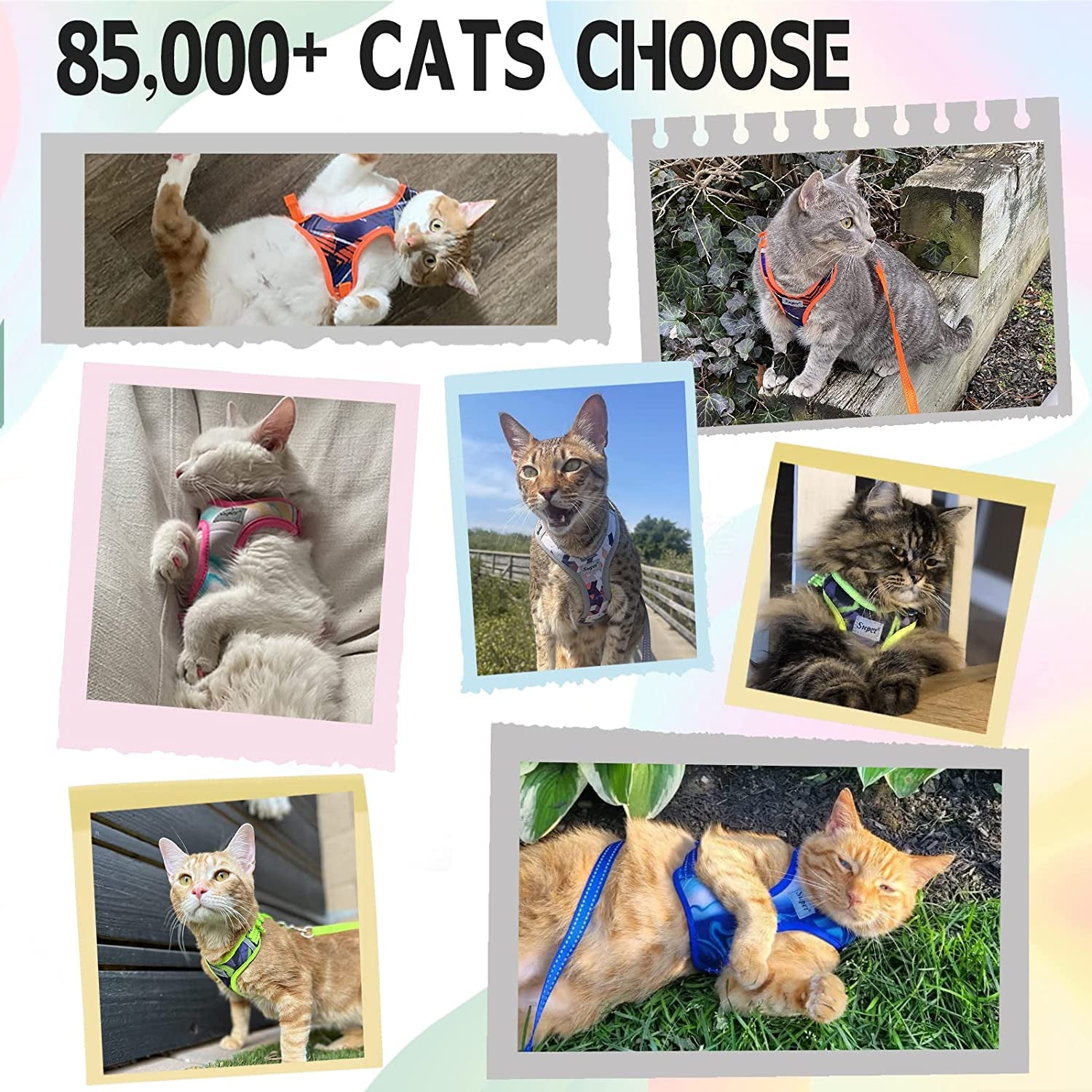 Cat Harness and Leash Set Stylish Escape Proof Cat Vest Harness Adjustable Breathable Pet Harness with Reflective Trim Step-In Cat Leash and Harness for Cats Puppies S（Chest:9.6-15.7'' Black