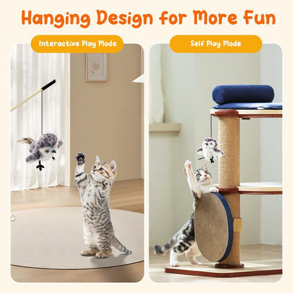 Cat & Dog Toys Flapping Bird (No Flying) – Rechargeable, Chirping, Touch Activated, with Catnip & Kicker for All Breeds