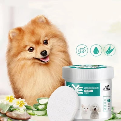 130Pcs/Set Pet Eye Wipes Dog and Cat Cleaning Wipes Pet Eye Wipes Grooming Tear Stain Remover Gentle Non-Foaming Wipes Towels