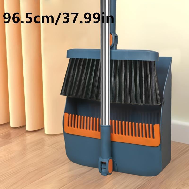 One Set, Household Broom and Dustpan Set, Long Handle Floor Cleaning Broom Dustpan Set, Rotatable Broom and Dustpan with Comb for Removing Dust and Trash, Suitable for Home, Kitchen, Room, Office, Cleaning Supplies, Cleaning Tools, Cleaner Comfortable