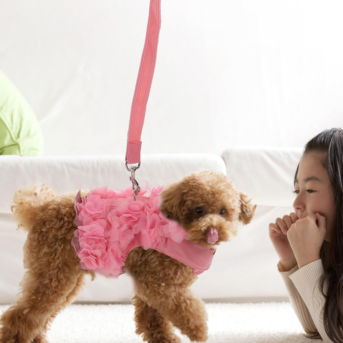 Floral Stereo Traction Rope Dogs Cats Breathable Spring Pet Leash Size Soft Mesh Vest Walking Running