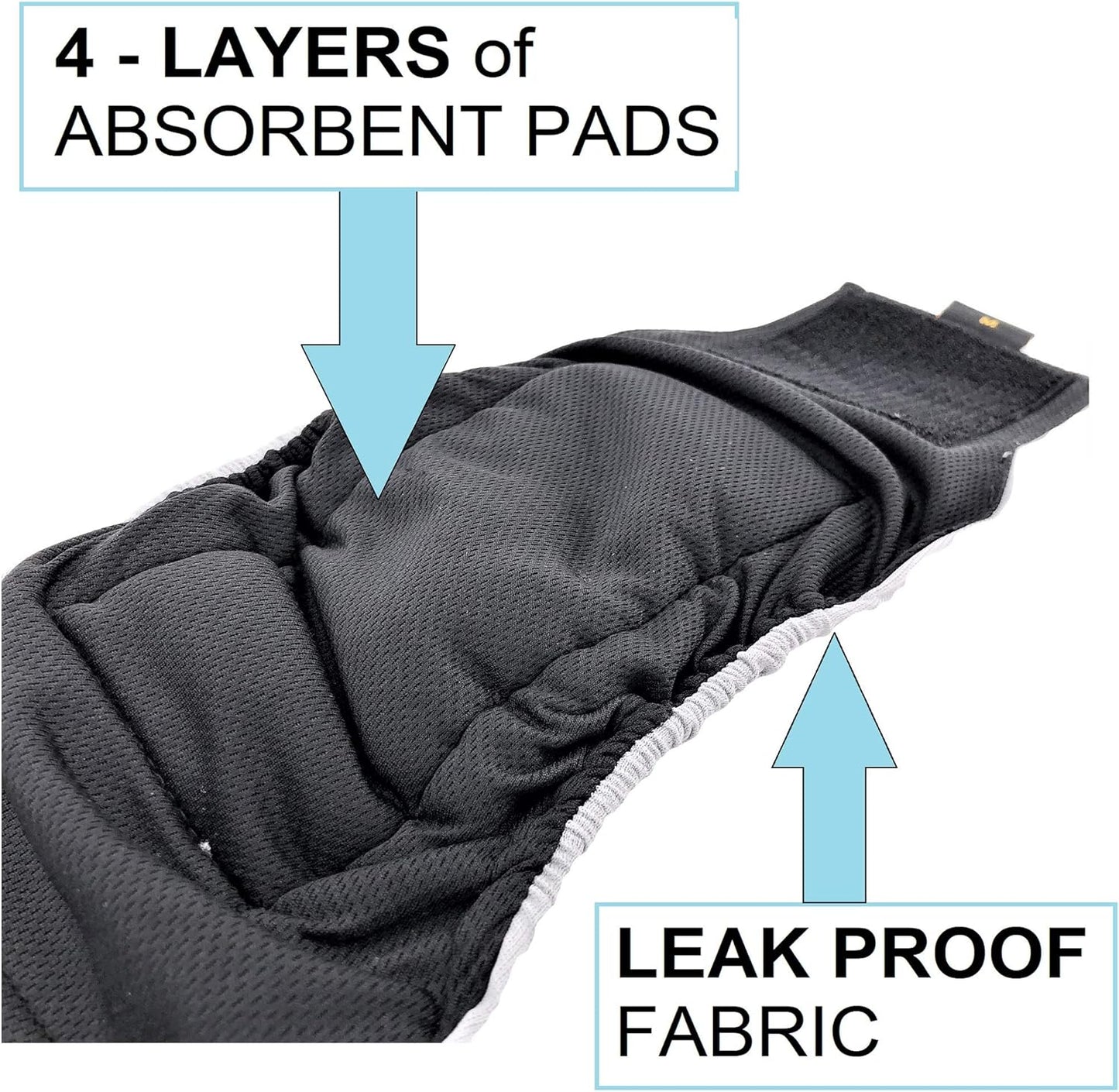 Pack of 3 Male Dog Diapers 4 - Layers of Absorbent Pads Waterproof Leak Proof Belly Band Wrap Washable (XL: Waist 20" - 26", Solid with Paw)