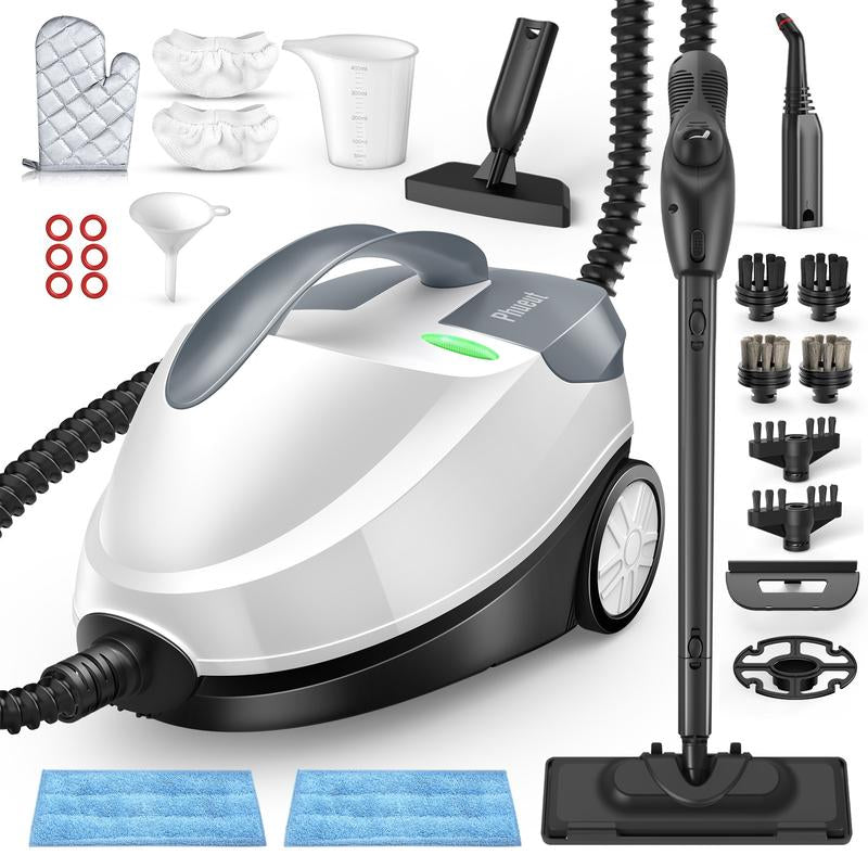Phueut Steam Cleaner 28 Accessories for Home 1800W Multipurpose Steam Mop with 1.5L Tank for Floor Cleaning, Chemical-Free Heavy Duty Steamer