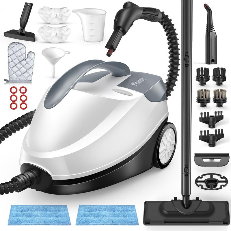 Phueut Steam Cleaner 28 Accessories for Home 1800W Multipurpose Steam Mop with 1.5L Tank for Floor Cleaning, Chemical-Free Heavy Duty Steamer