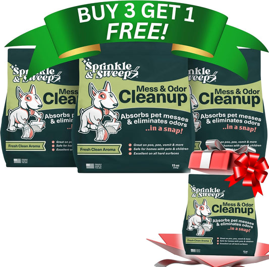 Pet Accident Cleanup for All Hard Surface - Non Toxic Quick Pet Mess Cleaner & Odor Remover for Urine, Poop, Vomit, Diarrhea & Potty Training 4 Pack (15Oz Each)