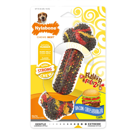 Strong Chew Double Action Bone Chew Toy Bacon Cheeseburger Medium - up to 35 Lbs. (1 Count)