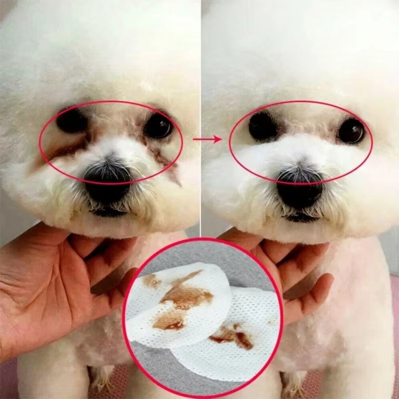 130Pcs/Set Pet Eye Wipes Dog and Cat Cleaning Wipes Pet Eye Wipes Grooming Tear Stain Remover Gentle Non-Foaming Wipes Towels