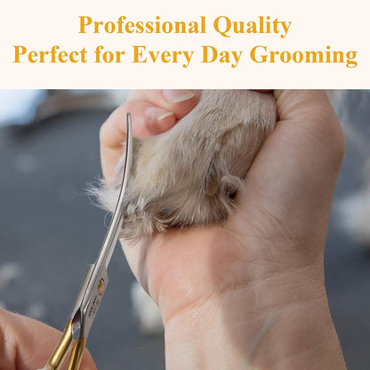 7.5" Curved Dog Grooming Scissors, Cats Grooming Shears Pets Trimming Kit for Right Handed Groomers, Sharp, Comfortable Shear