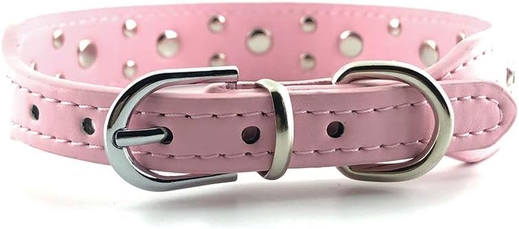 Rhinestone Flower Dog Collar - Sparkling Leather Pet Collar - for Small and Medium Dogs (Pink S)