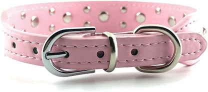 Rhinestone Flower Dog Collar - Sparkling Leather Pet Collar - for Small and Medium Dogs (Pink S)
