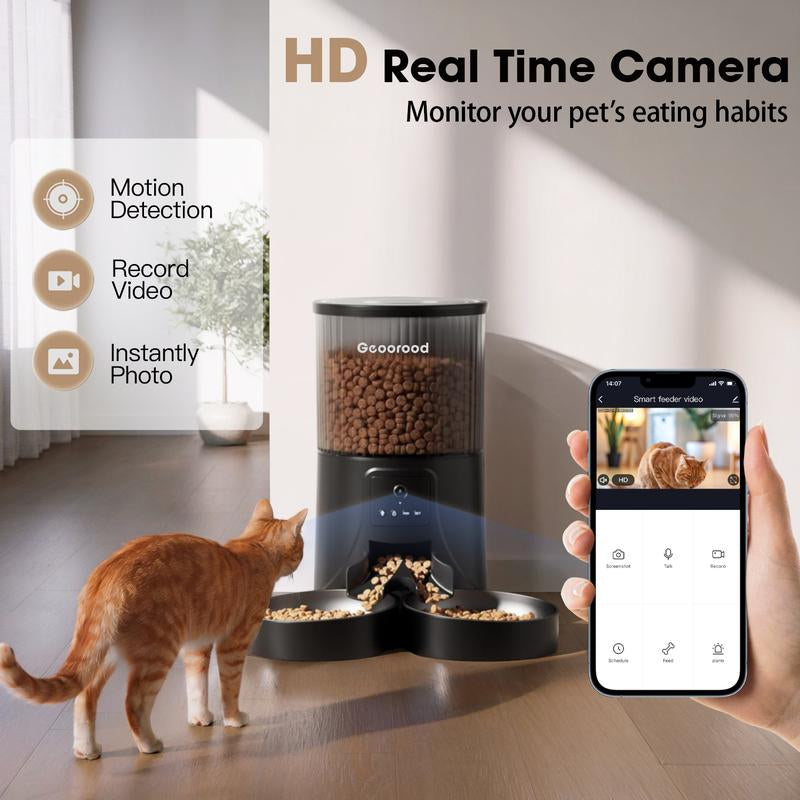 【Outdoorfun】4L Automatic Pet Feeder for 2 Pets with Camera| Dual Stainless Steel Bowls | App-Controlled with Camera | Real-Time Video Chat | Ideal for Cats & Dogs! #1