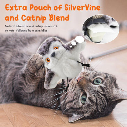 Cat & Dog Toys Flapping Bird (No Flying) – Rechargeable, Chirping, Touch Activated, with Catnip & Kicker for All Breeds