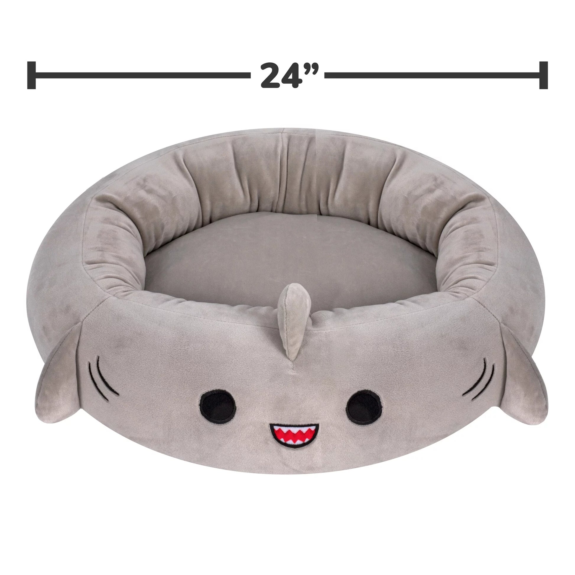 24 Inch Gray Shark Pet Bed - Medium Ultra Soft Plush Pet Bed