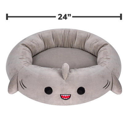 24 Inch Gray Shark Pet Bed - Medium Ultra Soft Plush Pet Bed