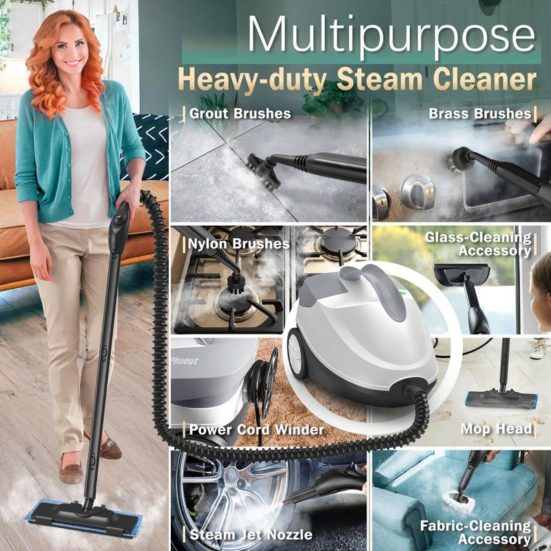 Phueut Steam Cleaner 28 Accessories for Home 1800W Multipurpose Steam Mop with 1.5L Tank for Floor Cleaning, Chemical-Free Heavy Duty Steamer