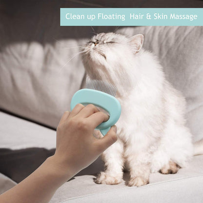 Pet Grooming Brush, Self-Cleaning Brush for Removes Tangles, and Loose Hair, Pet Brush with Release Button, Shedding Brush for Long and Short Haired Cats(Sapphire)