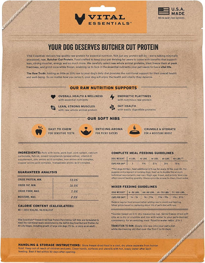 Freeze Dried Raw Pork Entree & Mixer Dog Food Soft Nibs, 14 Oz