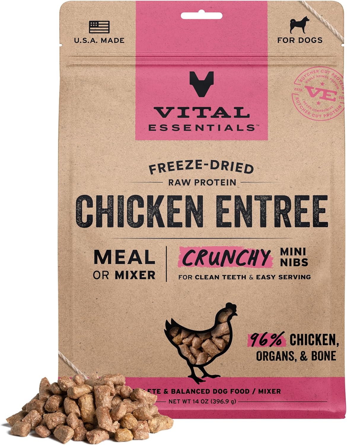 ® Freeze-Dried Raw Chicken Entree & Mixer Dog Food Crunchy Mini Nibs, 14 Oz