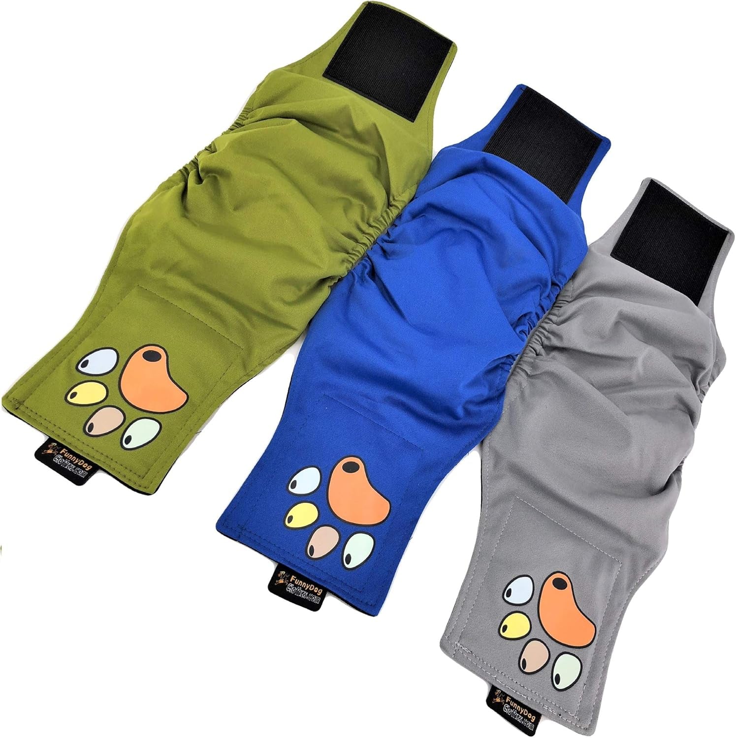 Pack of 3 Male Dog Diapers 4 - Layers of Absorbent Pads Waterproof Leak Proof Belly Band Wrap Washable (XL: Waist 20" - 26", Solid with Paw)
