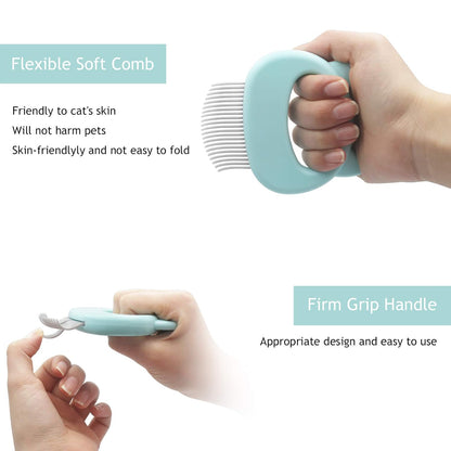 Pet Grooming Brush, Self-Cleaning Brush for Removes Tangles, and Loose Hair, Pet Brush with Release Button, Shedding Brush for Long and Short Haired Cats(Sapphire)