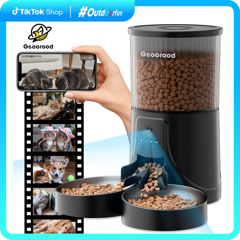 【Outdoorfun】4L Automatic Pet Feeder for 2 Pets with Camera| Dual Stainless Steel Bowls | App-Controlled with Camera | Real-Time Video Chat | Ideal for Cats & Dogs! #1