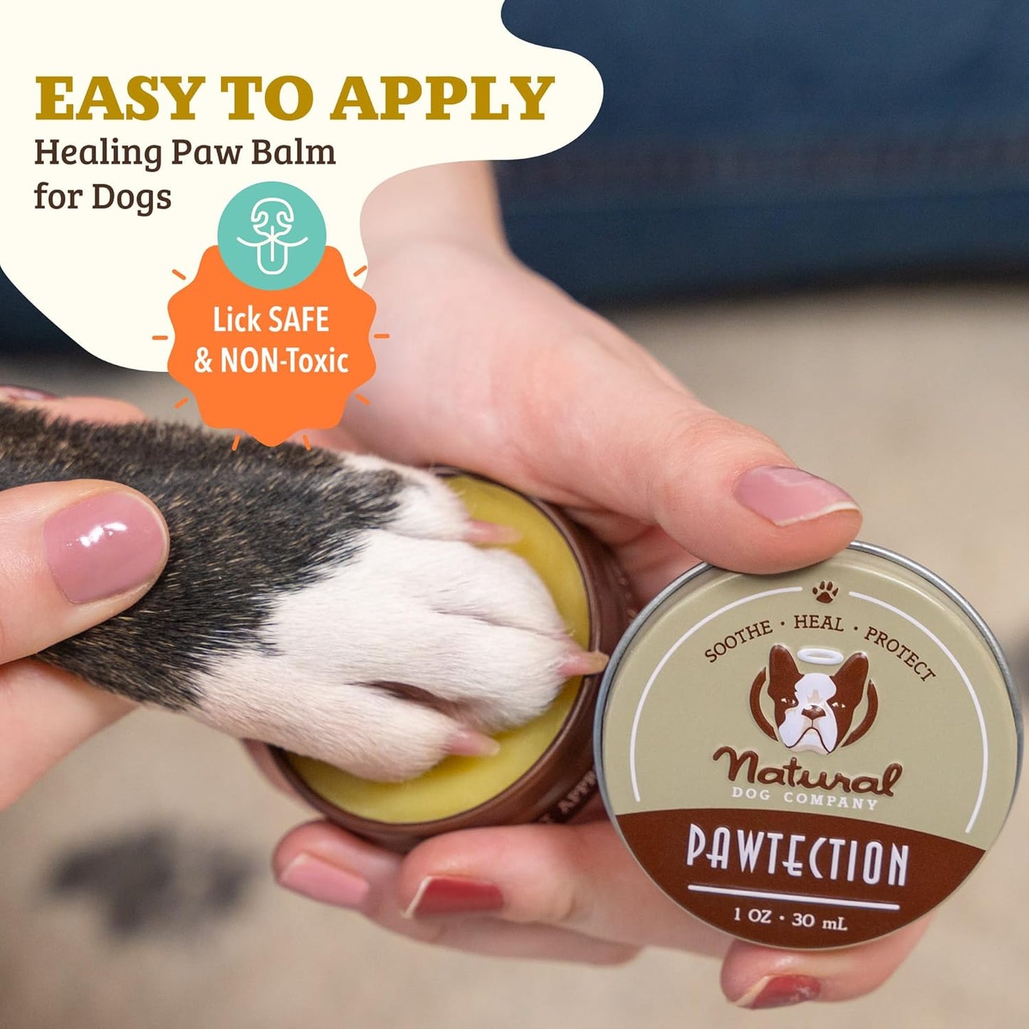Pawtection Balm for Dogs, Dog Paw Protector, Moisturizing Dog Paw Balm for Dry, Cracked Pad, Protects Paw from Extreme Weather, Paw Lotion for Allergies & Itching (1 Oz Tin)