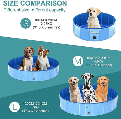 Foldable Dog Pool - 32Inch Portable Hard Plastic Pool, Slip-Resistant PVC Bathing Tub Outdoor Swimming Pool for Small Large Dogs Durable Bathing Tub Pool