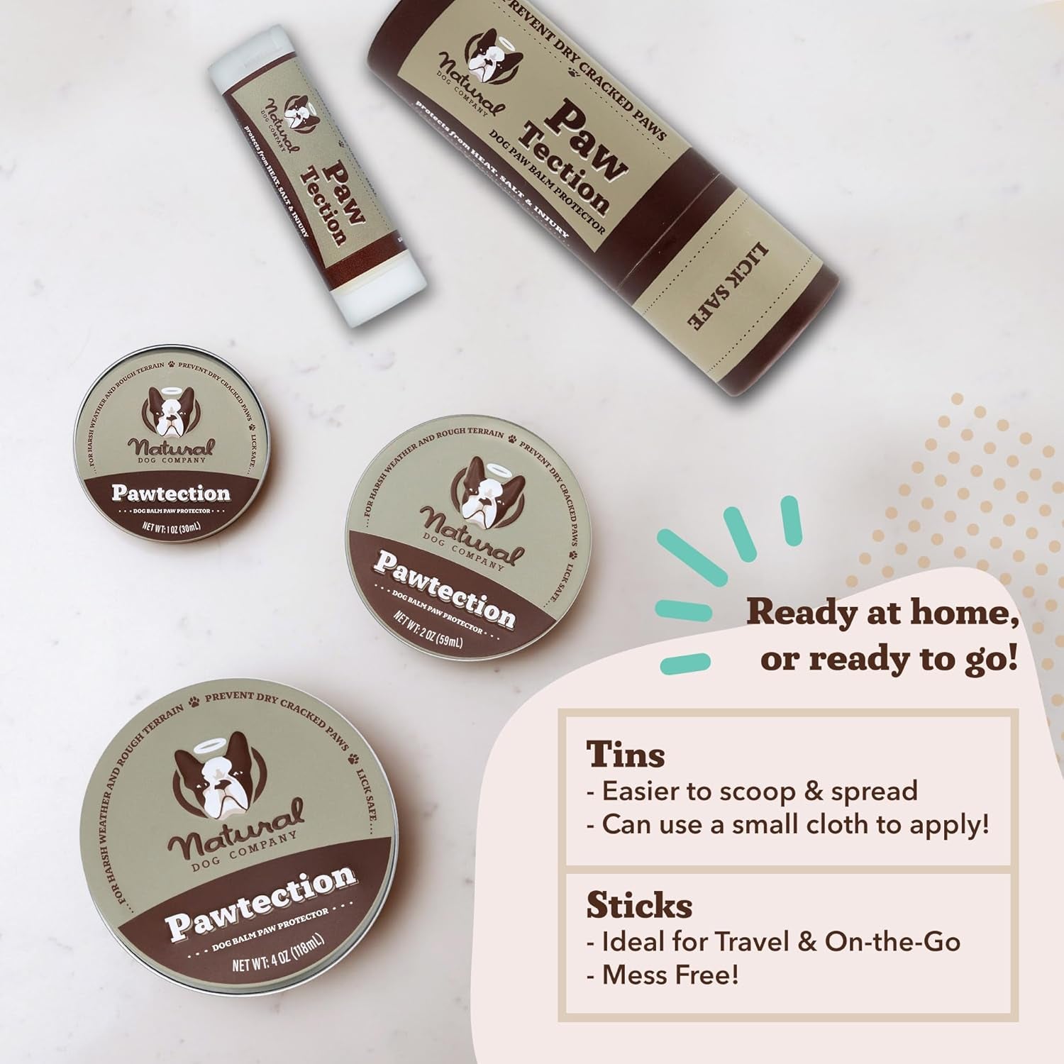 Pawtection Balm for Dogs, Dog Paw Protector, Moisturizing Dog Paw Balm for Dry, Cracked Pad, Protects Paw from Extreme Weather, Paw Lotion for Allergies & Itching (1 Oz Tin)