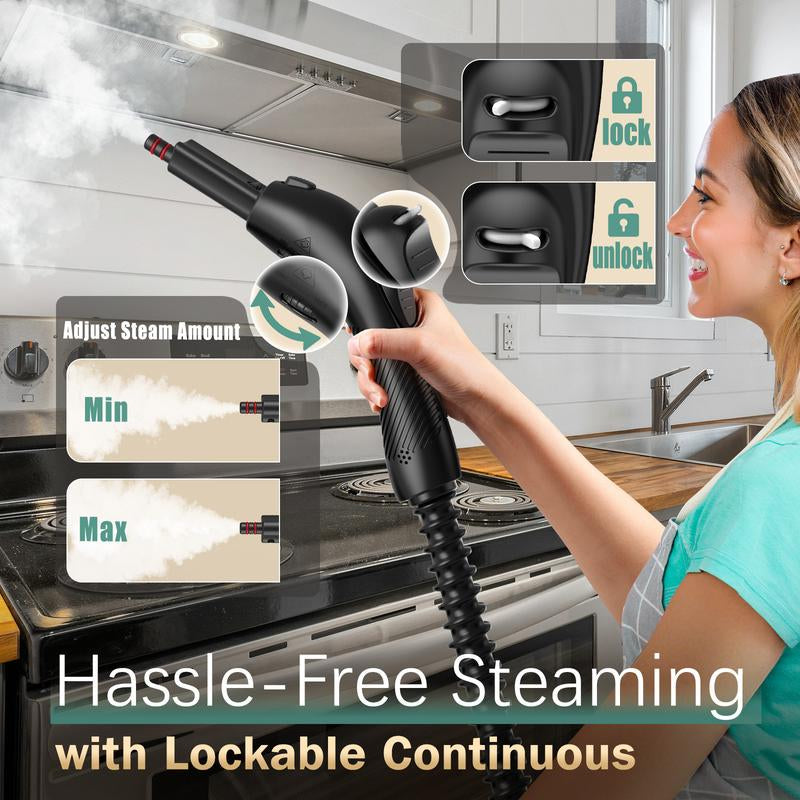 Phueut Steam Cleaner 28 Accessories for Home 1800W Multipurpose Steam Mop with 1.5L Tank for Floor Cleaning, Chemical-Free Heavy Duty Steamer