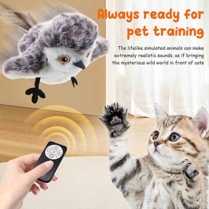 Cat & Dog Toys Flapping Bird (No Flying) – Rechargeable, Chirping, Touch Activated, with Catnip & Kicker for All Breeds