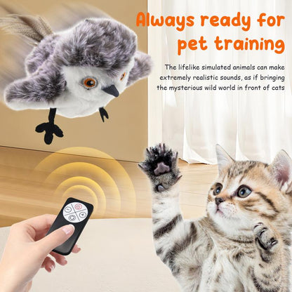 Cat & Dog Toys Flapping Bird (No Flying) – Rechargeable, Chirping, Touch Activated, with Catnip & Kicker for All Breeds