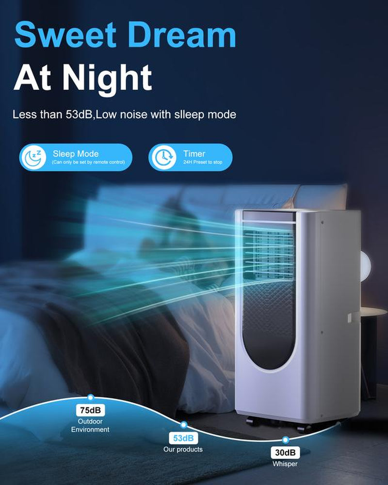 Portable Air Conditioner 8000 BTU ASHARE(5000 BTU SACC), Portable AC Cool Rooms up to 250 Sq.Ft, 3-In-1 AC Unit with Remote Control&24H Timer, Window Kit Included Air Conditioner