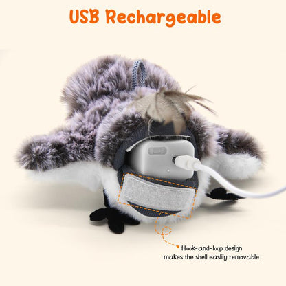 Cat & Dog Toys Flapping Bird (No Flying) – Rechargeable, Chirping, Touch Activated, with Catnip & Kicker for All Breeds