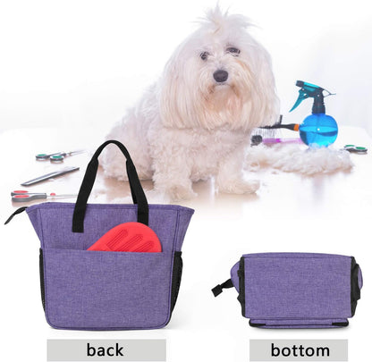Pet Grooming Tote, Dog Grooming Supplies Organizer Bag for Grooming Shears, Deshedding Tool, Towels, Shampoo and More, Purple