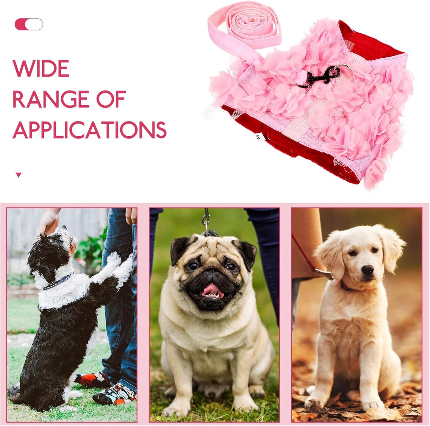 Floral Stereo Traction Rope Dogs Cats Breathable Spring Pet Leash Size Soft Mesh Vest Walking Running