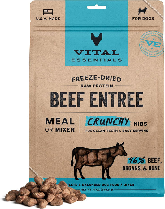 ® Freeze-Dried Raw Beef Entree & Mixer Dog Food Crunchy Nibs, 14 Oz