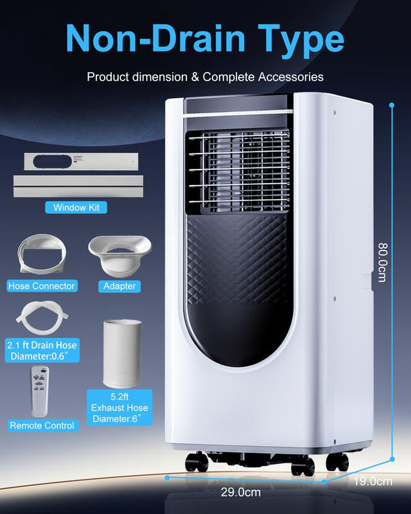Portable Air Conditioner 8000 BTU ASHARE(5000 BTU SACC), Portable AC Cool Rooms up to 250 Sq.Ft, 3-In-1 AC Unit with Remote Control&24H Timer, Window Kit Included Air Conditioner