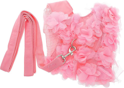 Floral Stereo Traction Rope Dogs Cats Breathable Spring Pet Leash Size Soft Mesh Vest Walking Running