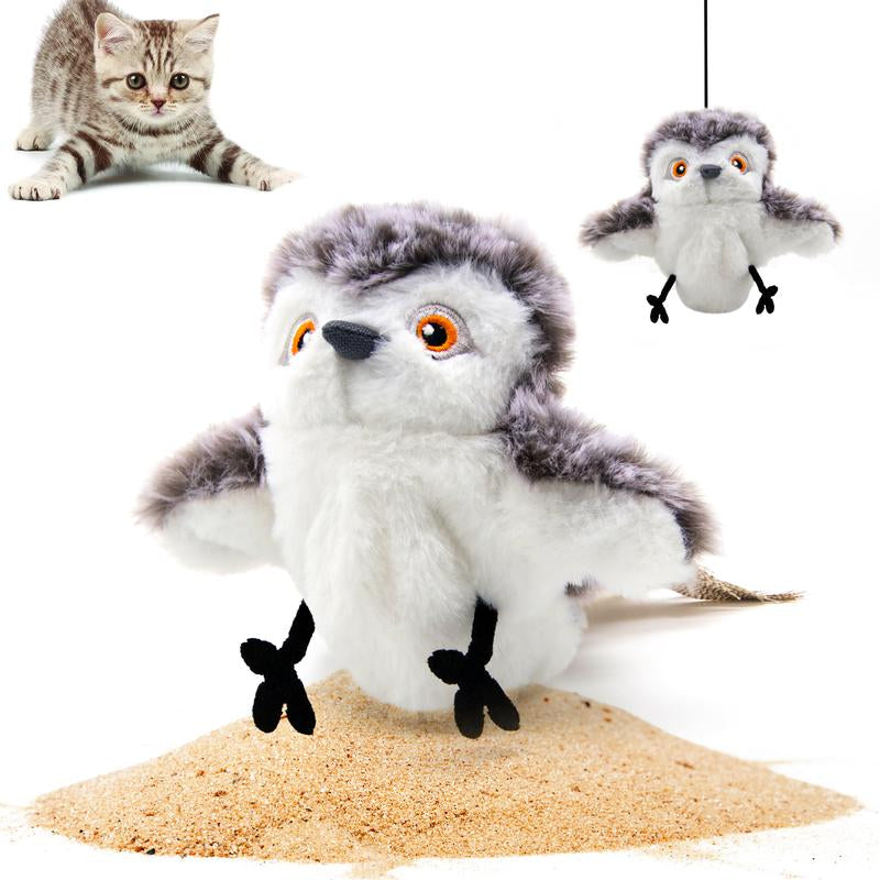 Cat & Dog Toys Flapping Bird (No Flying) – Rechargeable, Chirping, Touch Activated, with Catnip & Kicker for All Breeds