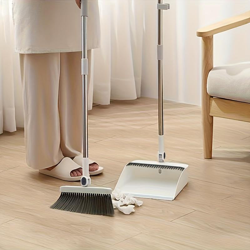 One Set, Household Broom and Dustpan Set, Long Handle Floor Cleaning Broom Dustpan Set, Rotatable Broom and Dustpan with Comb for Removing Dust and Trash, Suitable for Home, Kitchen, Room, Office, Cleaning Supplies, Cleaning Tools, Cleaner Comfortable